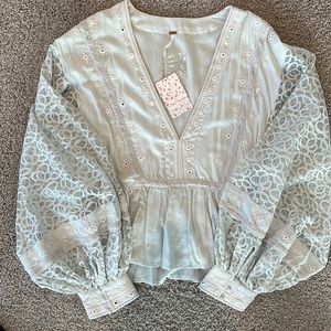 BRAND NEW NWT Free People Peplum Lace Blouse